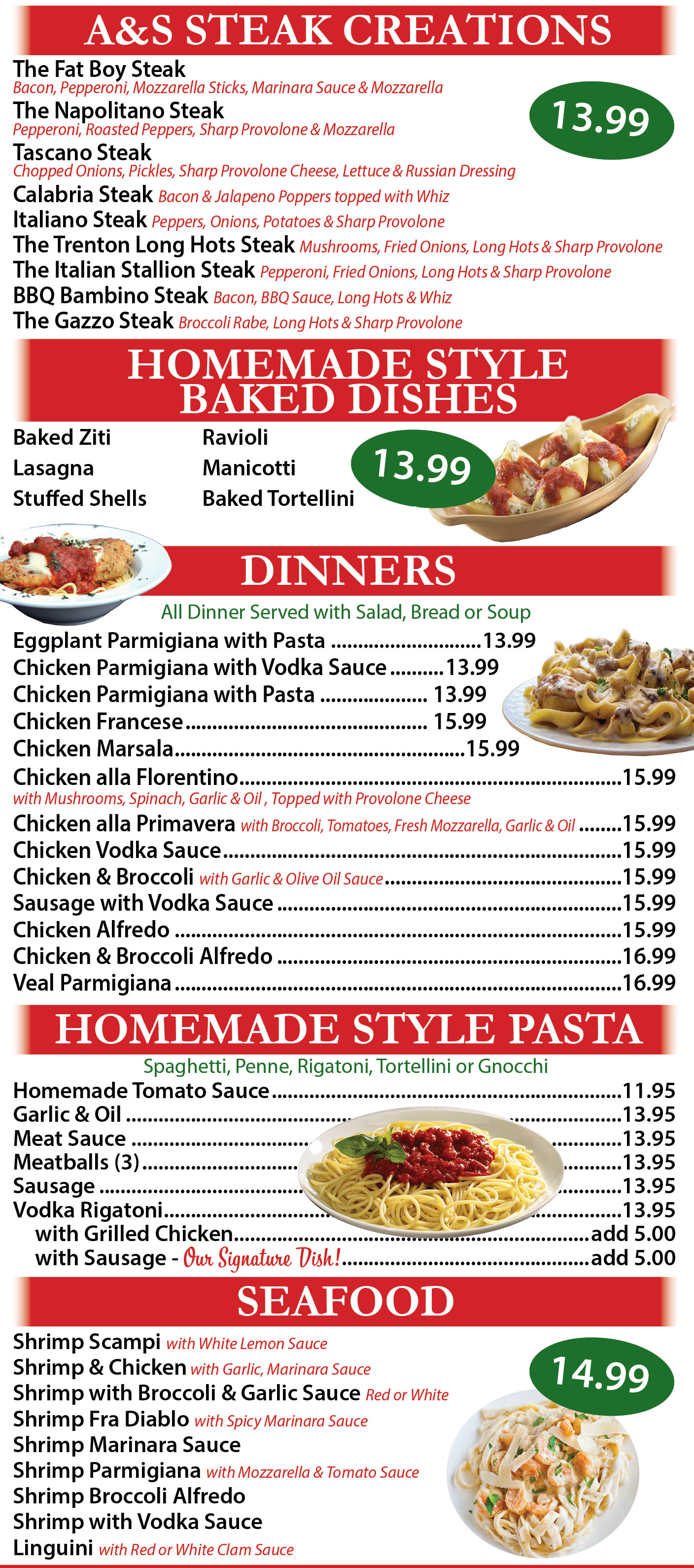 A & Steak & Entrees
